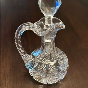 Antique cut glass crystal cruet with stopper 7.5”